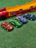 cars series camion porte voiture + sercuit (1mètre )mc Queen + 4 voitures métal